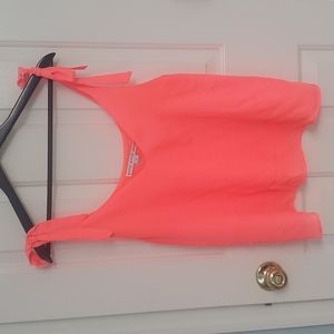 Neon orange tie strap top